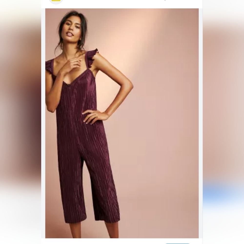 Anthropolgie Floreat Willow Jumpsuit Purple/burgundy Size Medium